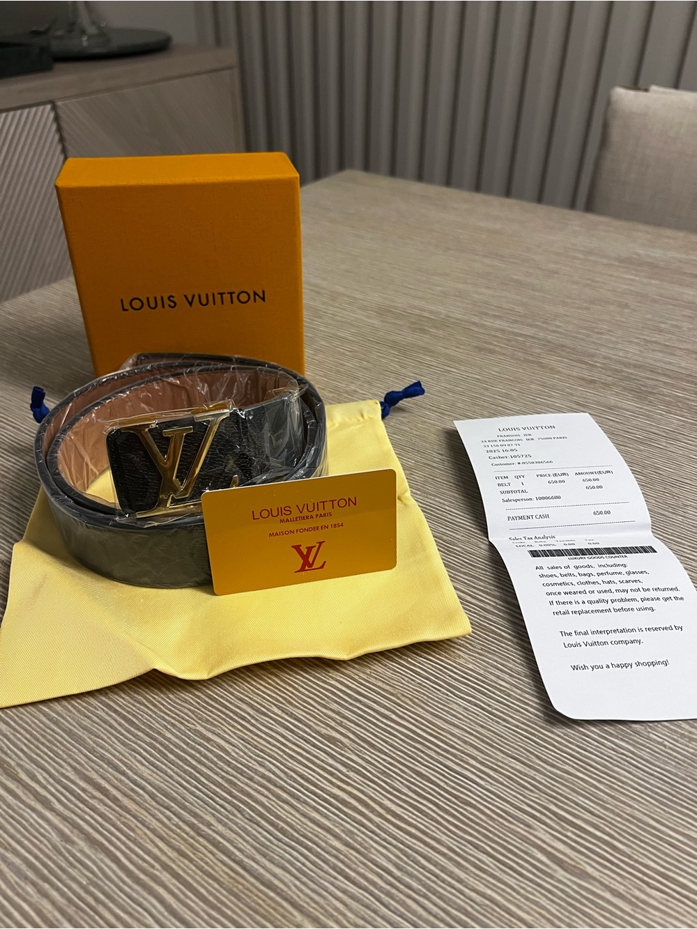 Louis Vuitton Black Monogram Belt with Gold LV Buckle